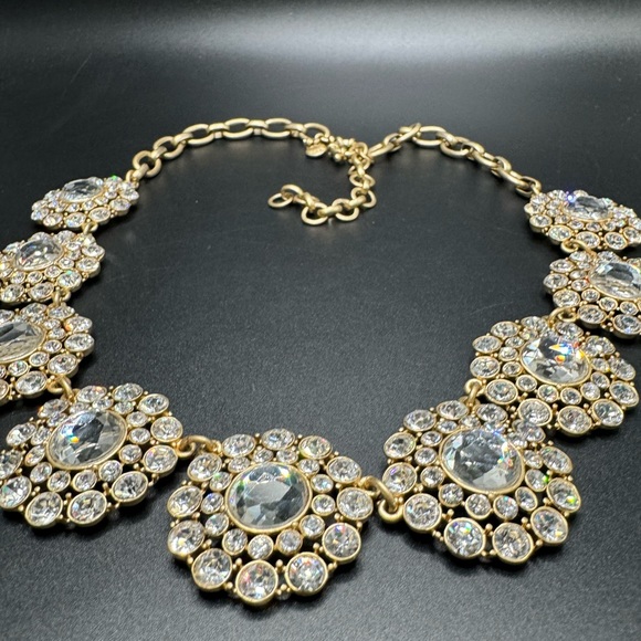 J Crew Matte Gold Tone Clear Rhinestone Necklace - Picture 4 of 7